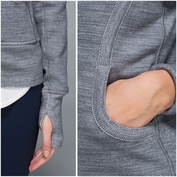 Lululemon Scuba Hoodie II Full Zip 6 Slate Gray Cotton Fleece Thumbholes W4A62S - Picture 5 of 16